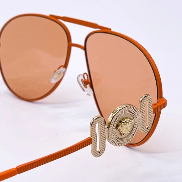 NEW VERSACE VE2249 1485/74 AVIATOR SUNGLASSES VERSACE MOD 2249 ORANGE AVIATOR - Picture 8 of 15